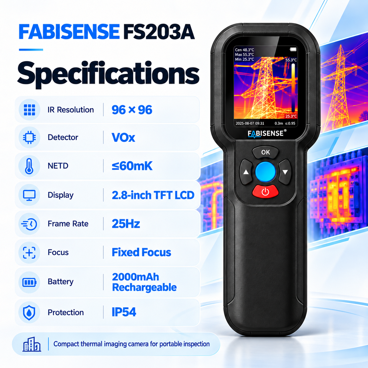 FABISENSE FS203A Thermal Imaging Camera 96×96 | Portable Infrared Thermal Imager