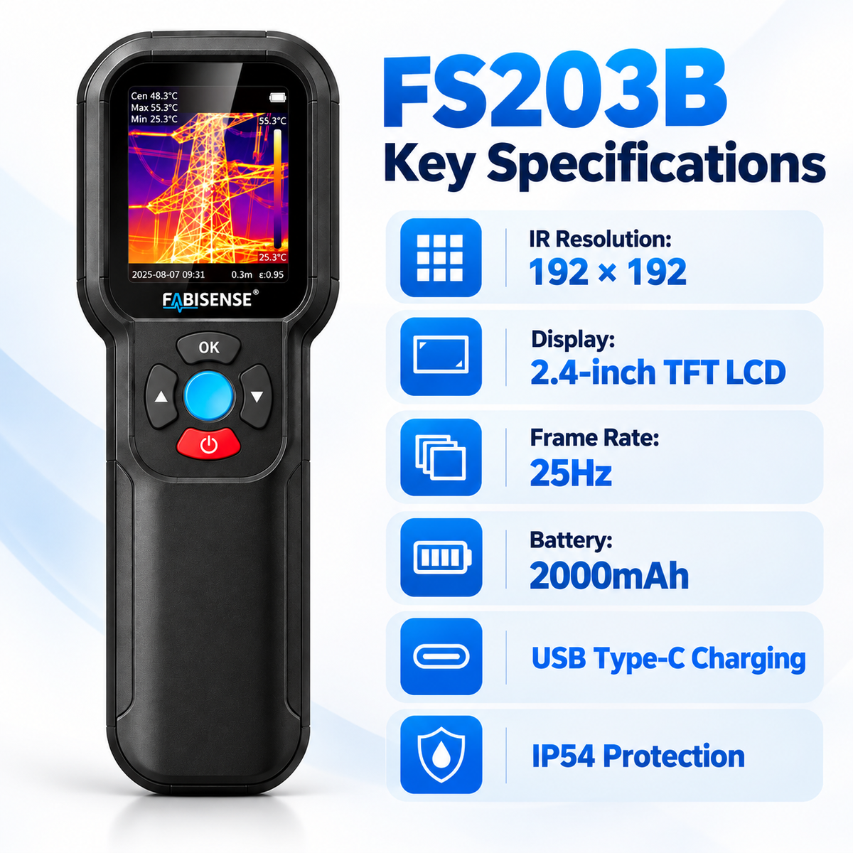 FABISENSE FS203B Thermal Imaging Camera 192×192 | Professional Infrared Thermal Detector