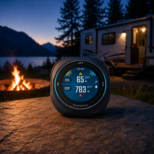 FABISENSE 282B+ Smart CO & CO₂ Detector | Bluetooth App | Dual Gas | Temp & Humidity | Time Display | 2100mAh | Type-C