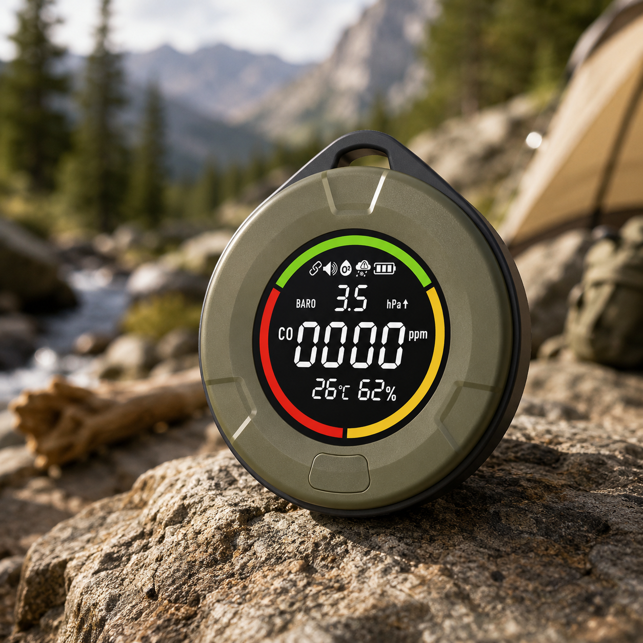 FABISENSE Wireless CO Detector | Bluetooth App | 30-Day Battery | CO, Temp, Humidity & Pressure | Magnetic Mount