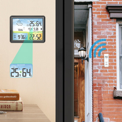 PT20A Wireless Weather Station Standing and Wall Hanging Colorful LCD Alarm Clock Indoor Thermometer Hygrometer