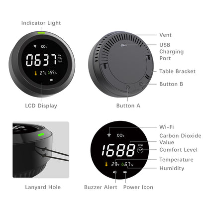 Monitor carbon dioxide levels in your home with the PTH-8 Wi-Fi Smart Carbon Dioxide Detector