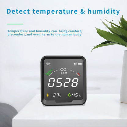 PTH-9CW Tuya WiFi CO2 Meter and Temperature Humidity Monitor Carbon Dioxide Detector Greenhouse CO2 Sensor with Light Indication