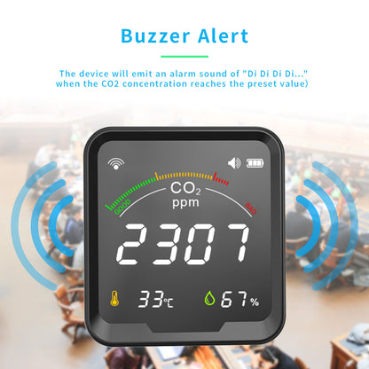 PTH-9CW Tuya WiFi CO2 Meter and Temperature Humidity Monitor Carbon Dioxide Detector Greenhouse CO2 Sensor with Light Indication