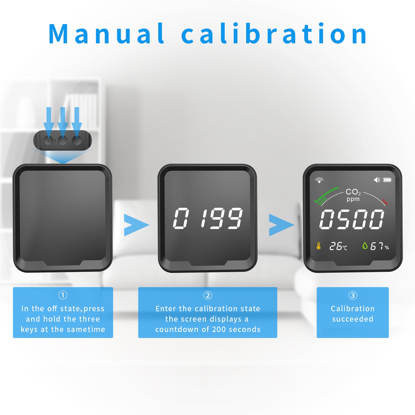PTH-9CW Tuya WiFi CO2 Meter and Temperature Humidity Monitor Carbon Dioxide Detector Greenhouse CO2 Sensor with Light Indication