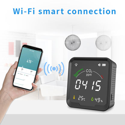 PTH-9CW Tuya WiFi CO2 Meter and Temperature Humidity Monitor Carbon Dioxide Detector Greenhouse CO2 Sensor with Light Indication
