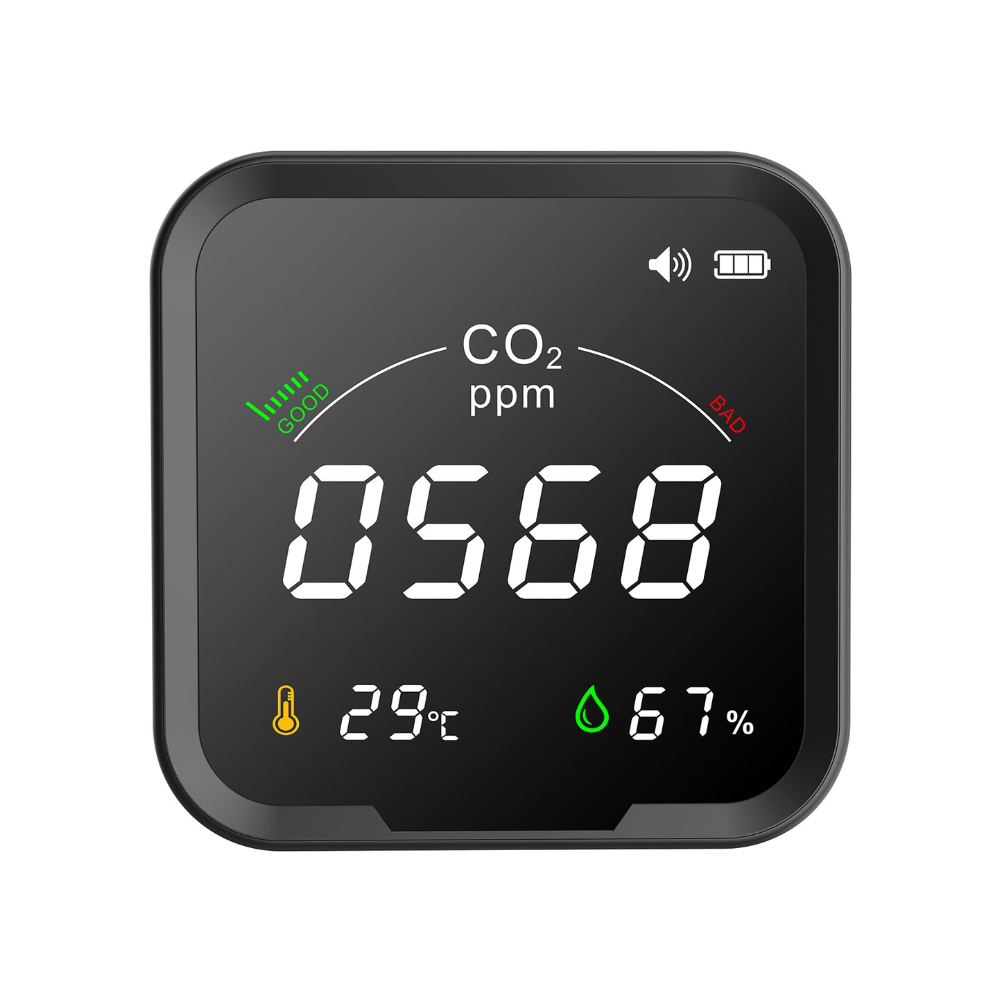 PTH-9C Multi-Function Carbon Dioxide Detector with Temperature and Humidity Meter, CO2 Beep Alarm, Low Battery Reminder