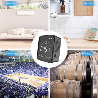 FABISENSE 9C 3-in-1 CO2 Detector | NDIR Sensor | 3-Color Alarm | CO2, Temp & Humidity | for Home & Office