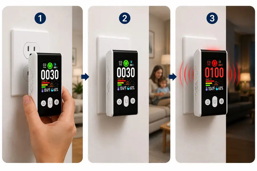 Plug in, check readings, and receive an alert